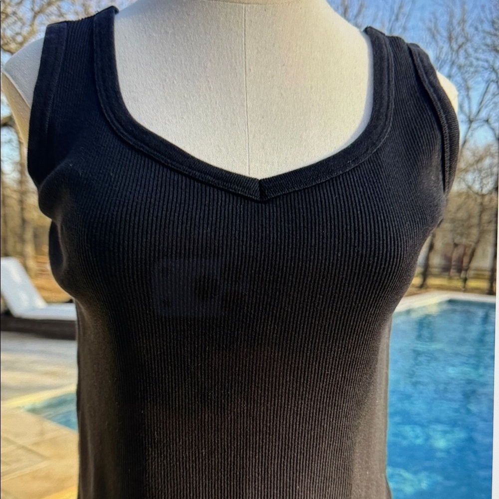 Ralph Lauren Cotton Black Ribbed Tank Top Size Petite Small